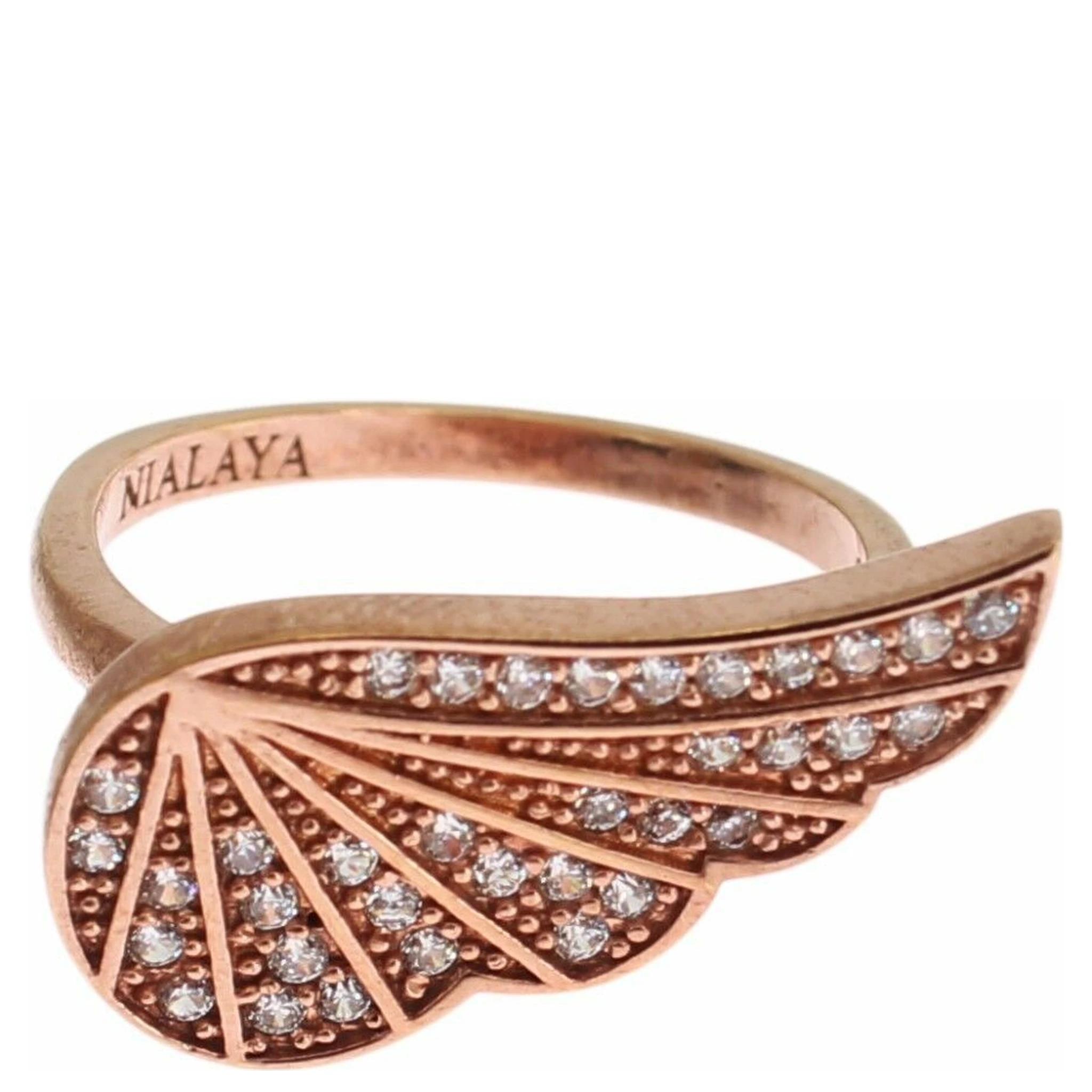 Pink Gold 925 Silver Womens Clear CZ Ring