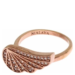 Pink Gold 925 Silver Womens Clear CZ Ring