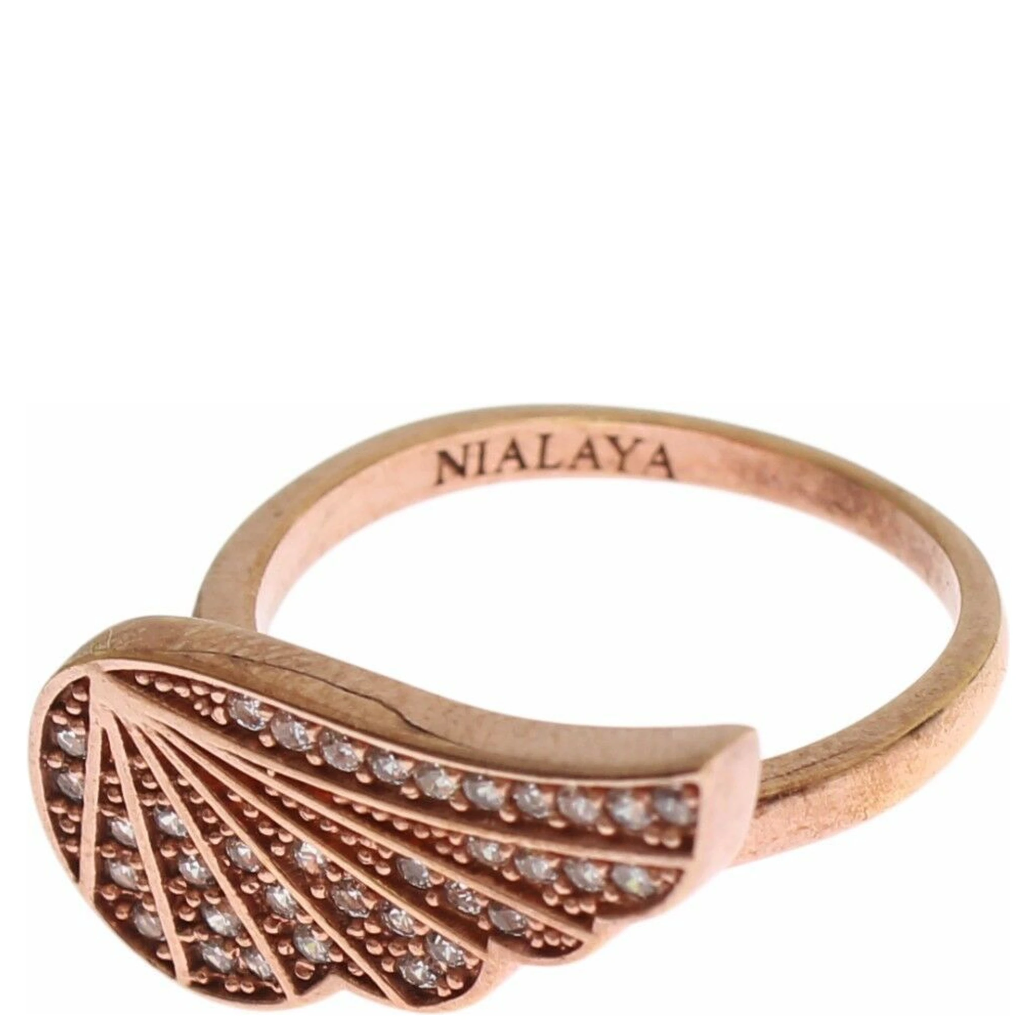 Pink Gold 925 Silver Womens Clear CZ Ring