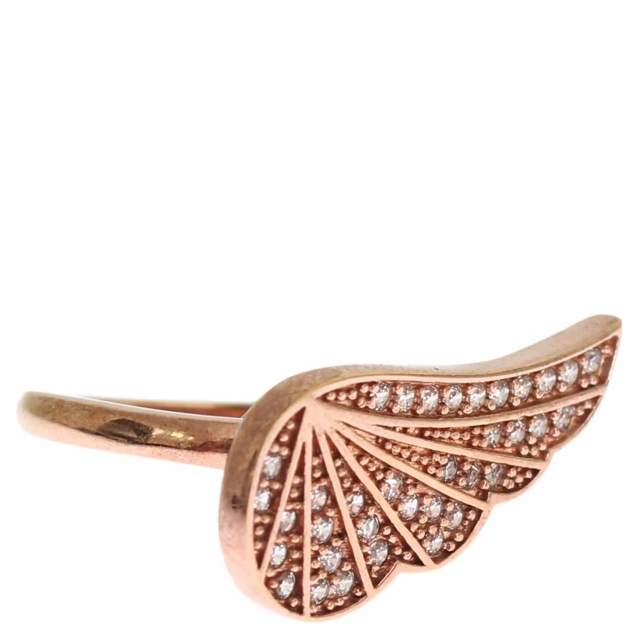 Pink Gold 925 Silver Womens Clear CZ Ring