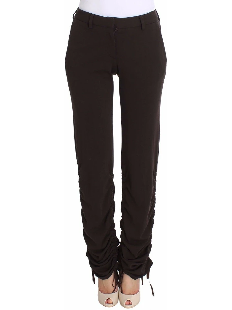Brown Stretch Casual Trousers Pants