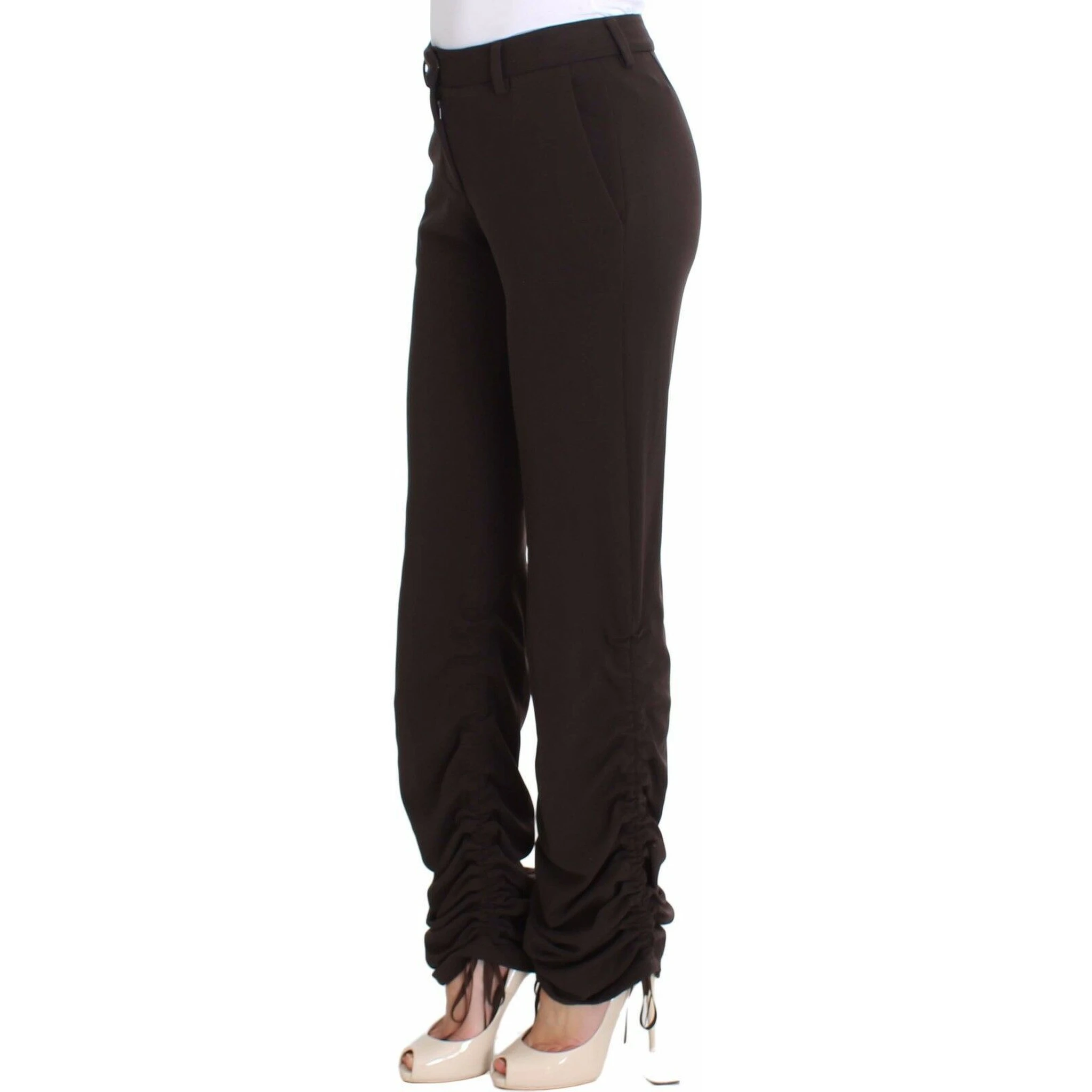 Brown Stretch Casual Trousers Pants