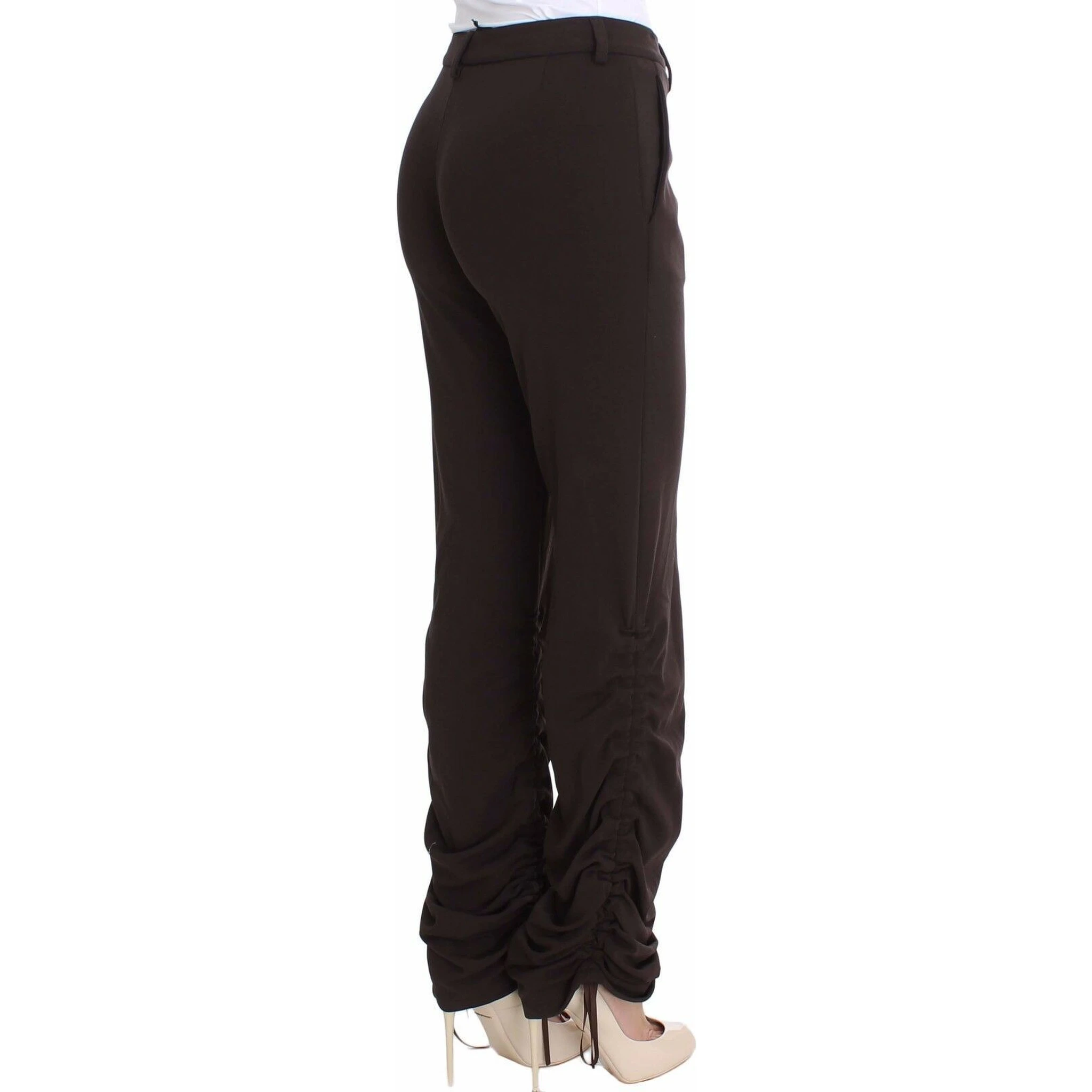Brown Stretch Casual Trousers Pants