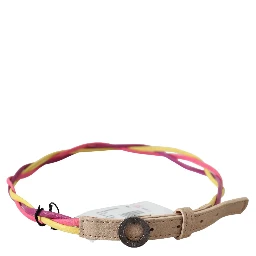 Multicolor Twisted Leather Circle Buckle Belt