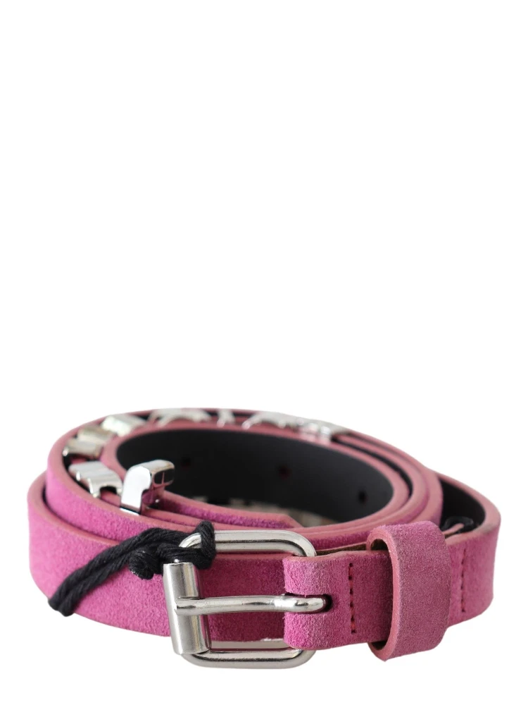Pink Silver Chrome Metal Buckle Waist Belt