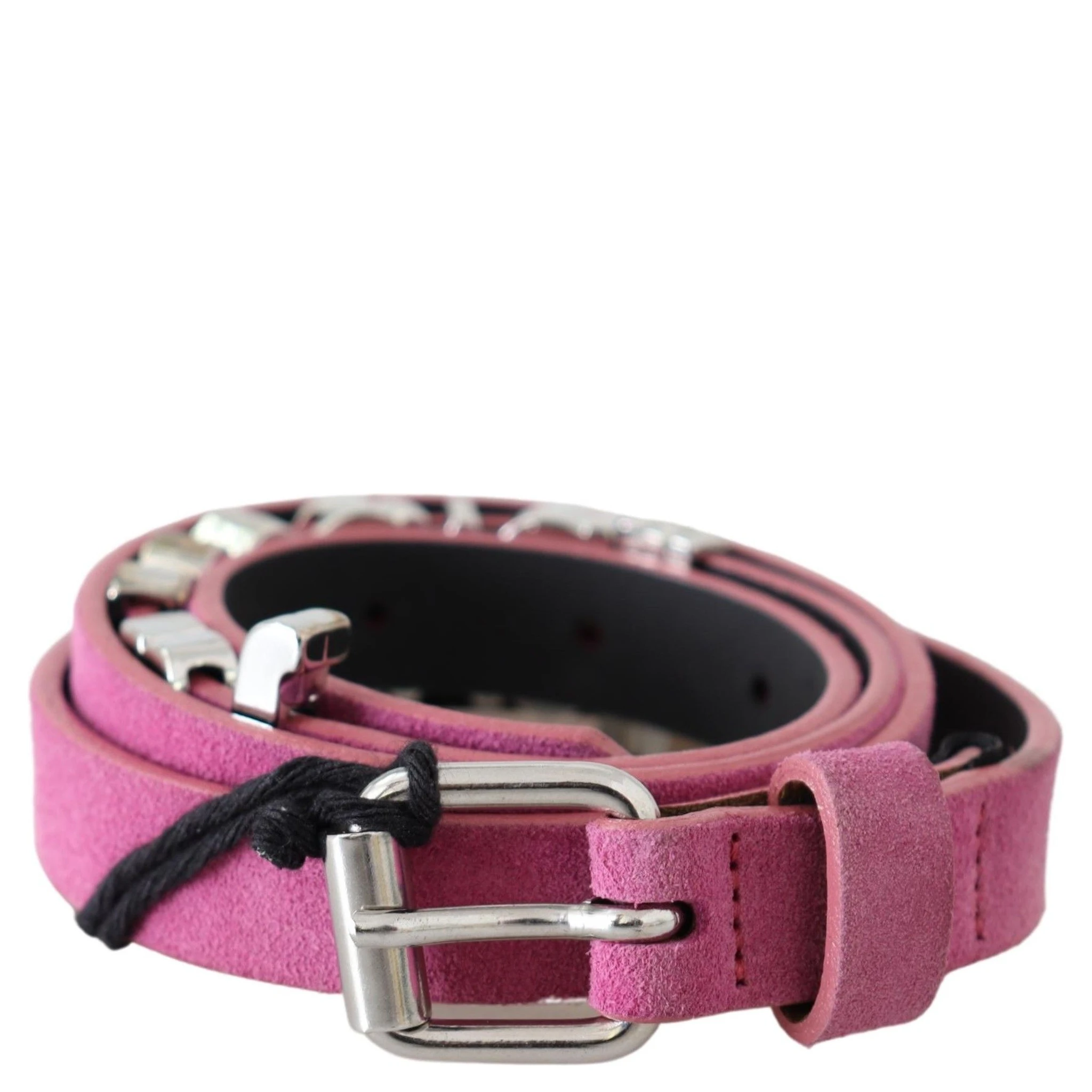 Pink Silver Chrome Metal Buckle Waist Belt