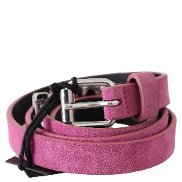 Pink Silver Chrome Metal Buckle Waist Belt