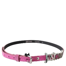 Pink Silver Chrome Metal Buckle Waist Belt