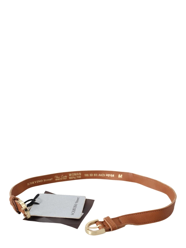 Light Brown Leather Gold Double Buckle Waist Belt alternative