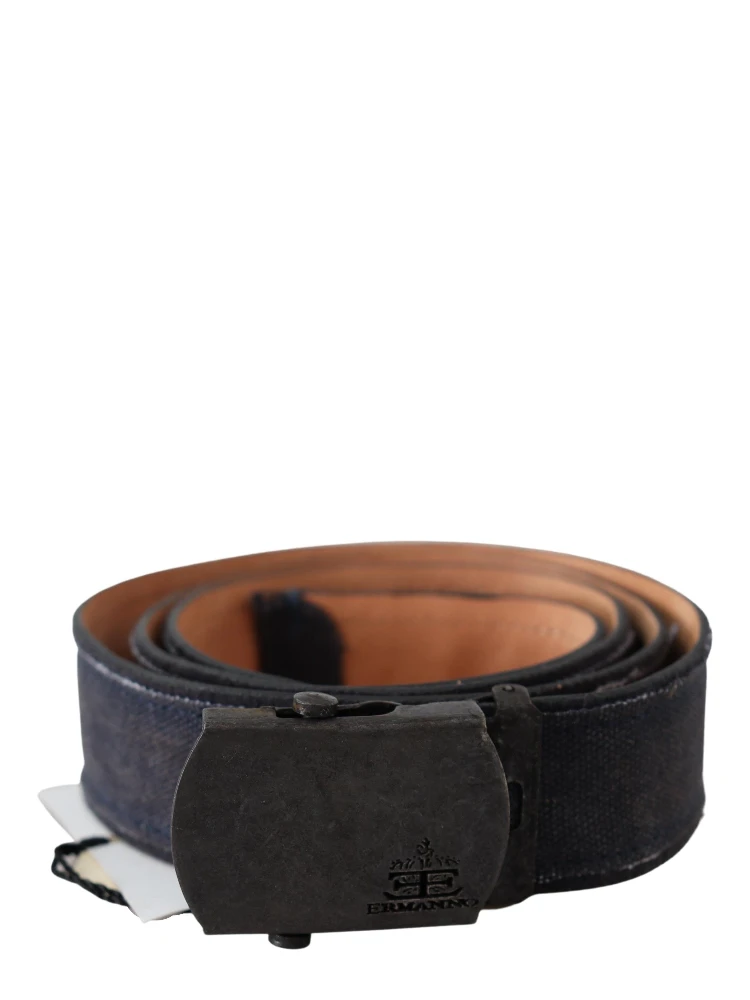Blue Leather Ratchet Buckle Belt
