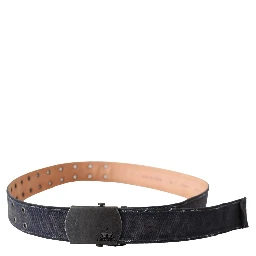 Blue Leather Ratchet Buckle Belt