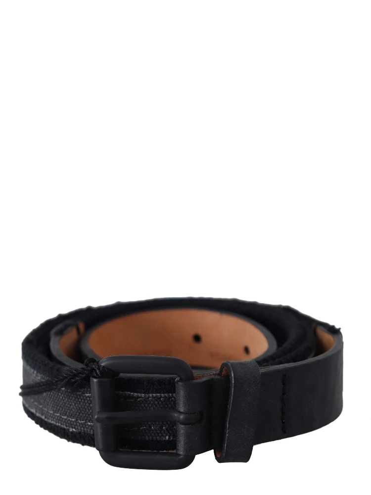 Black Leather Logo Buckle Waist