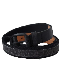 Black Leather Logo Buckle Waist