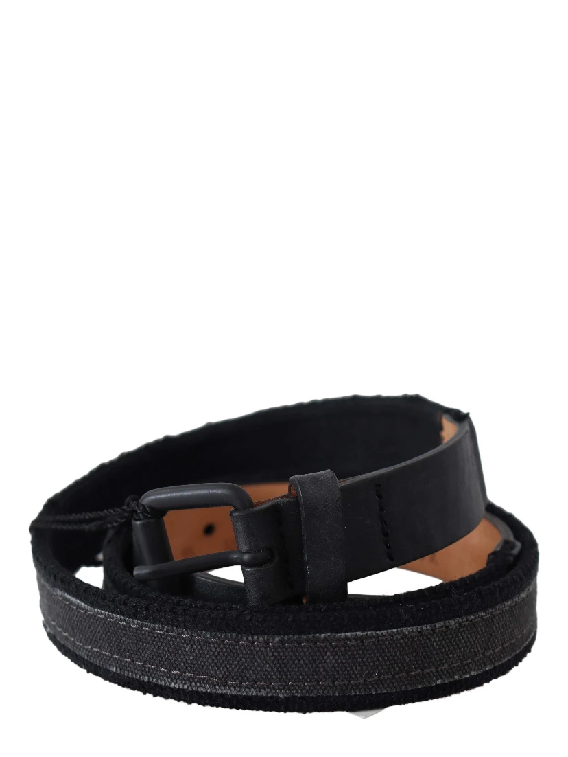 Black Leather Logo Buckle Waist
