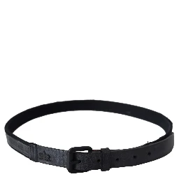 Black Leather Logo Buckle Waist