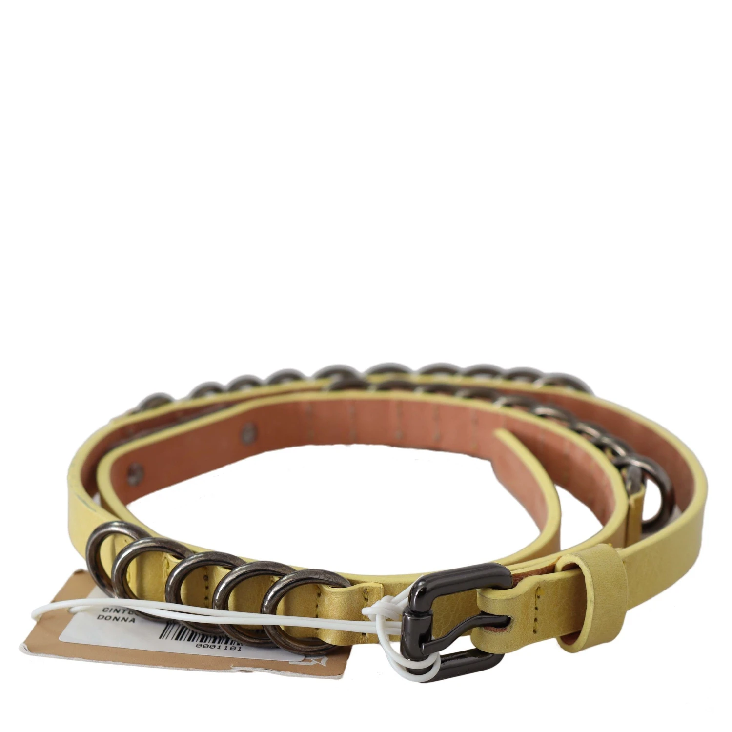 Yellow Leather Luxury Slim Buckle Fancy Belt