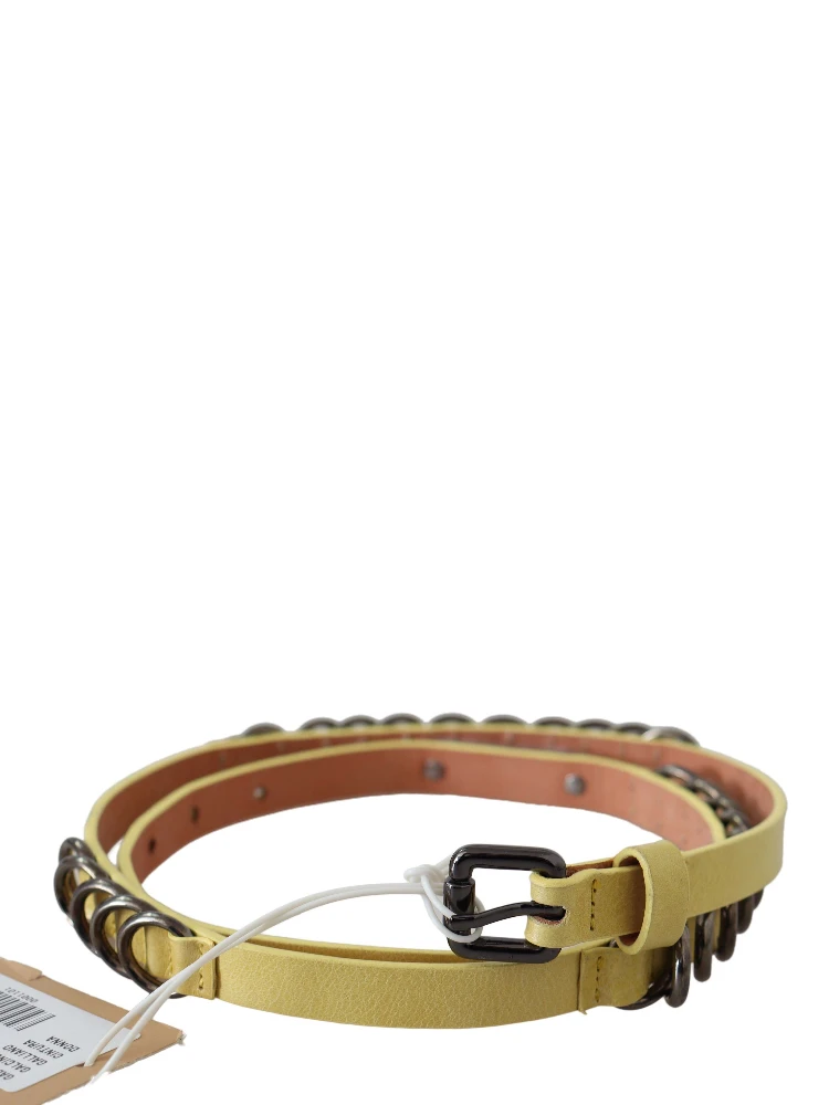 Yellow Leather Luxury Slim Buckle Fancy Belt alternative