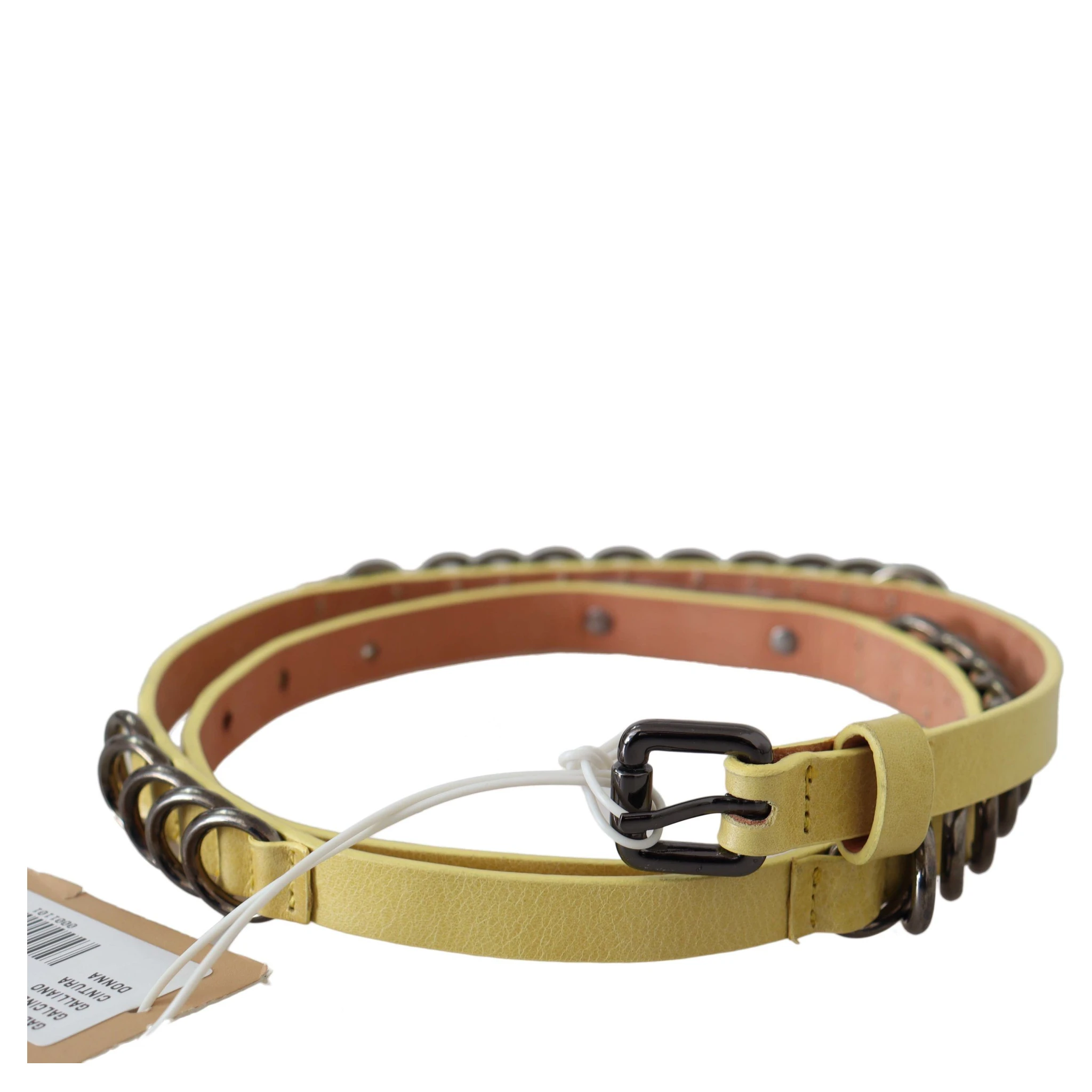 Yellow Leather Luxury Slim Buckle Fancy Belt