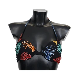 Black Corals Print Women Beachwear Bikini Tops