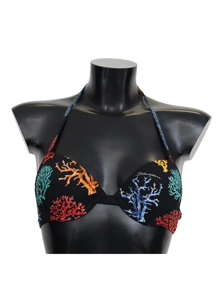 Black Corals Print Women Beachwear Bikini Tops