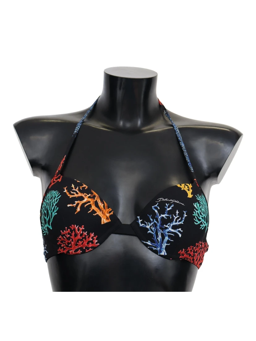 Black Corals Print Women Beachwear Bikini Tops
