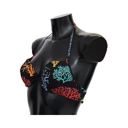 Black Corals Print Women Beachwear Bikini Tops