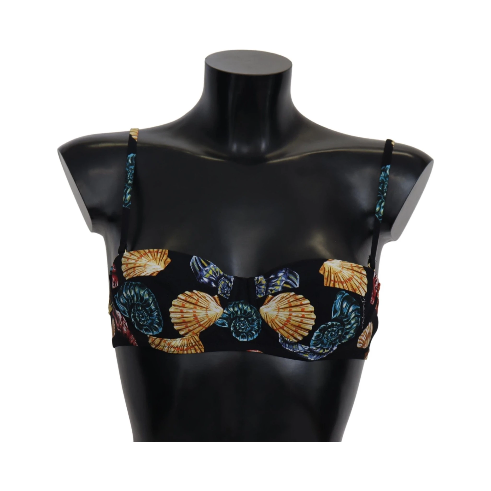 Black Seashells Print Women Swimwear Bikini Tops