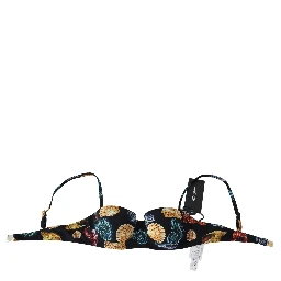 Black Seashells Print Women Swimwear Bikini Tops