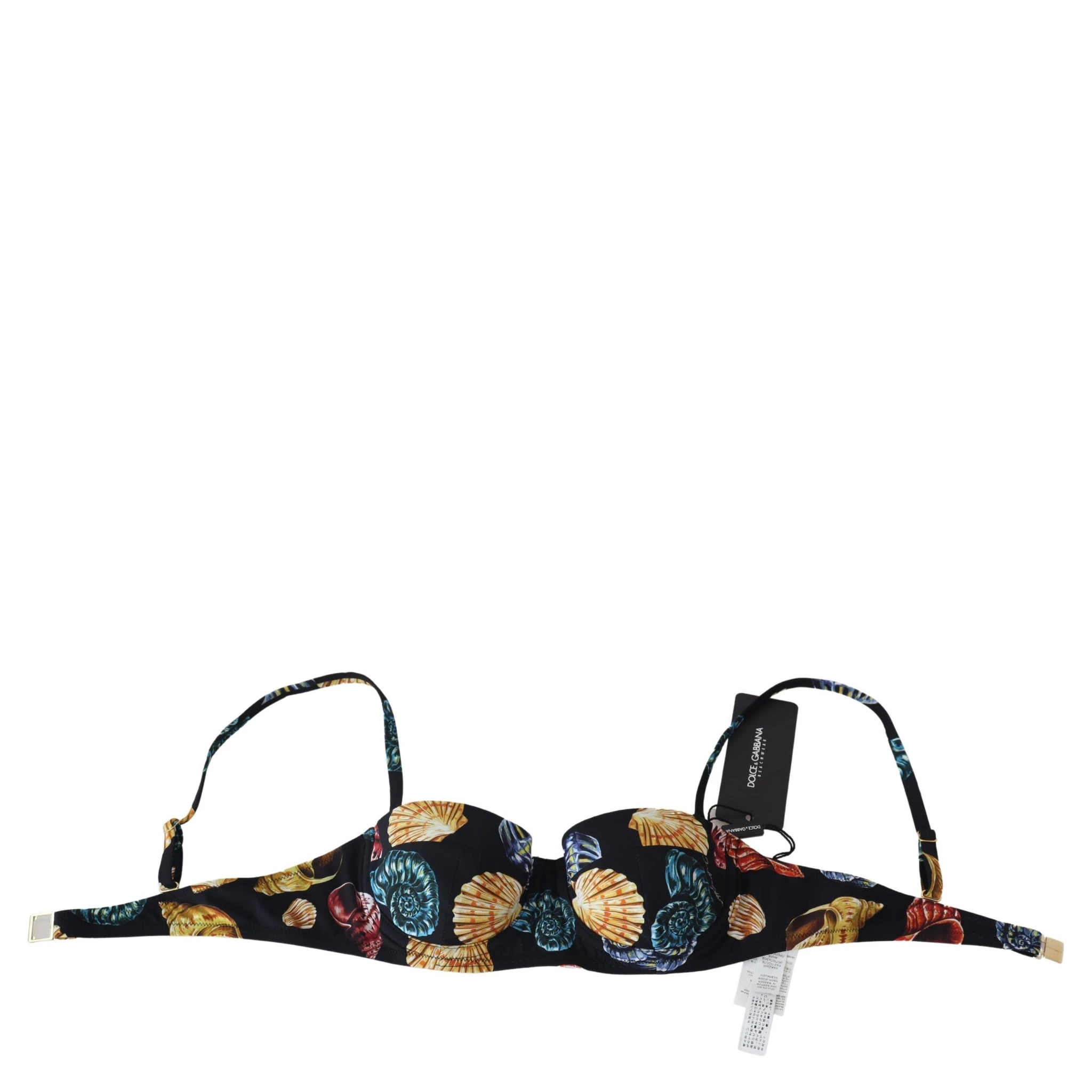 Black Seashells Print Women Swimwear Bikini Tops