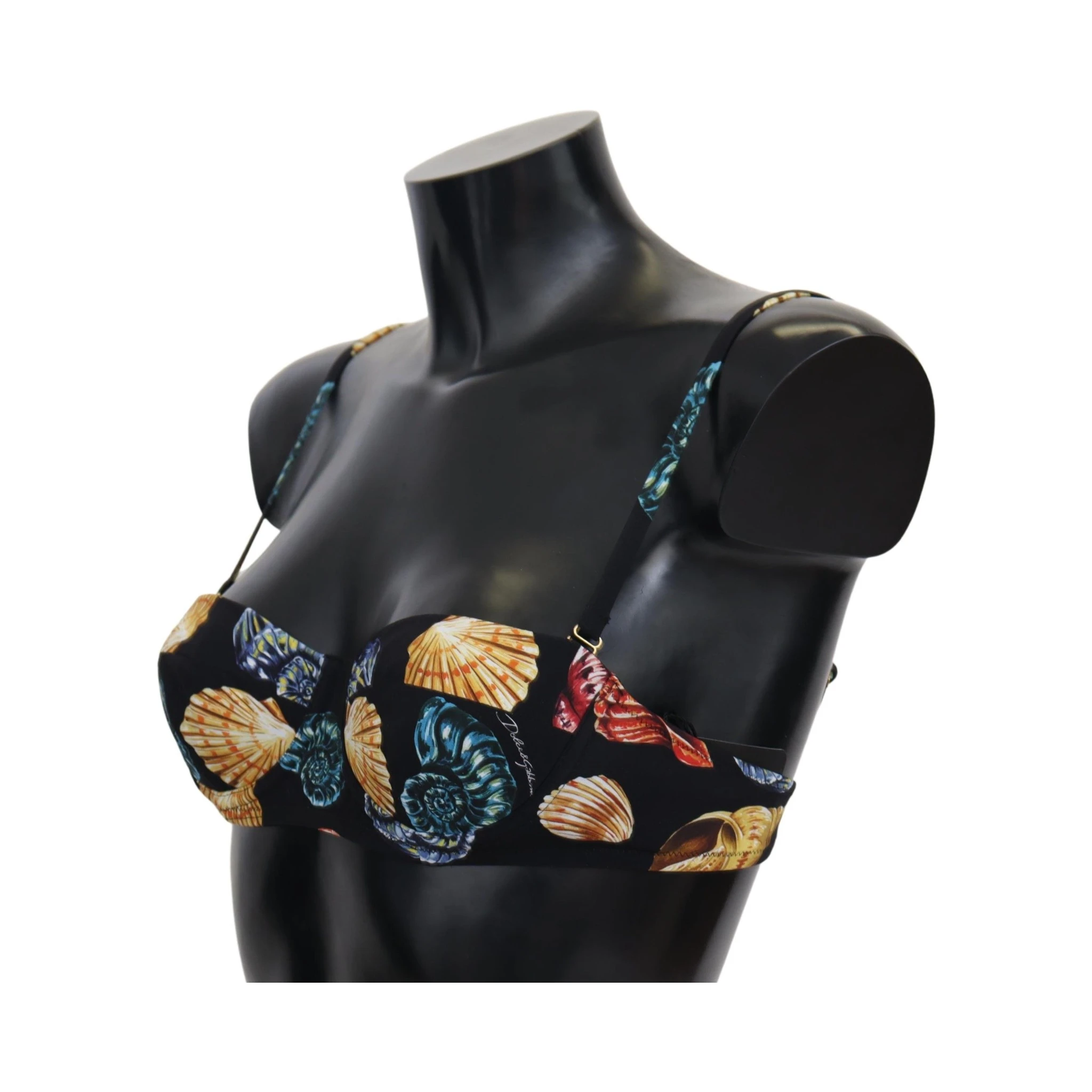 Black Seashells Print Women Swimwear Bikini Tops
