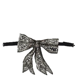Silver Crystal Beaded Sequined Catwalk Necklace Bowtie