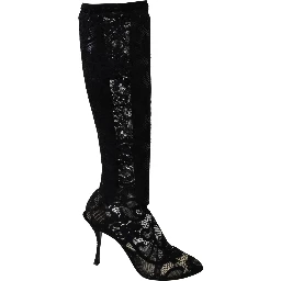 Black Taormina Lace Socks Boots Shoes Pumps
