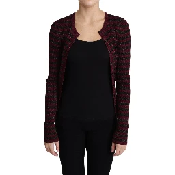 Black Red Striped Viscose Cardigan Sweater