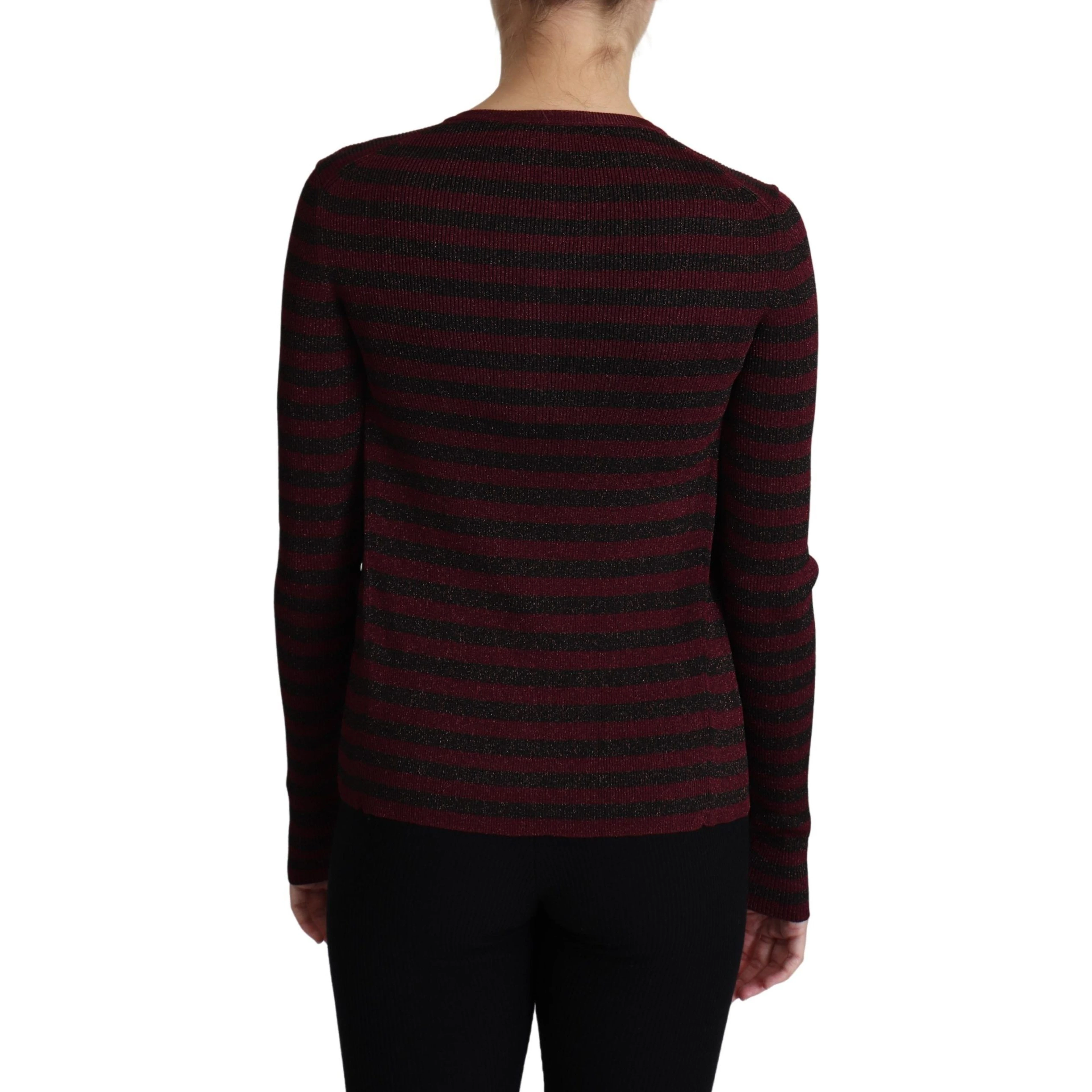 Black Red Striped Viscose Cardigan Sweater