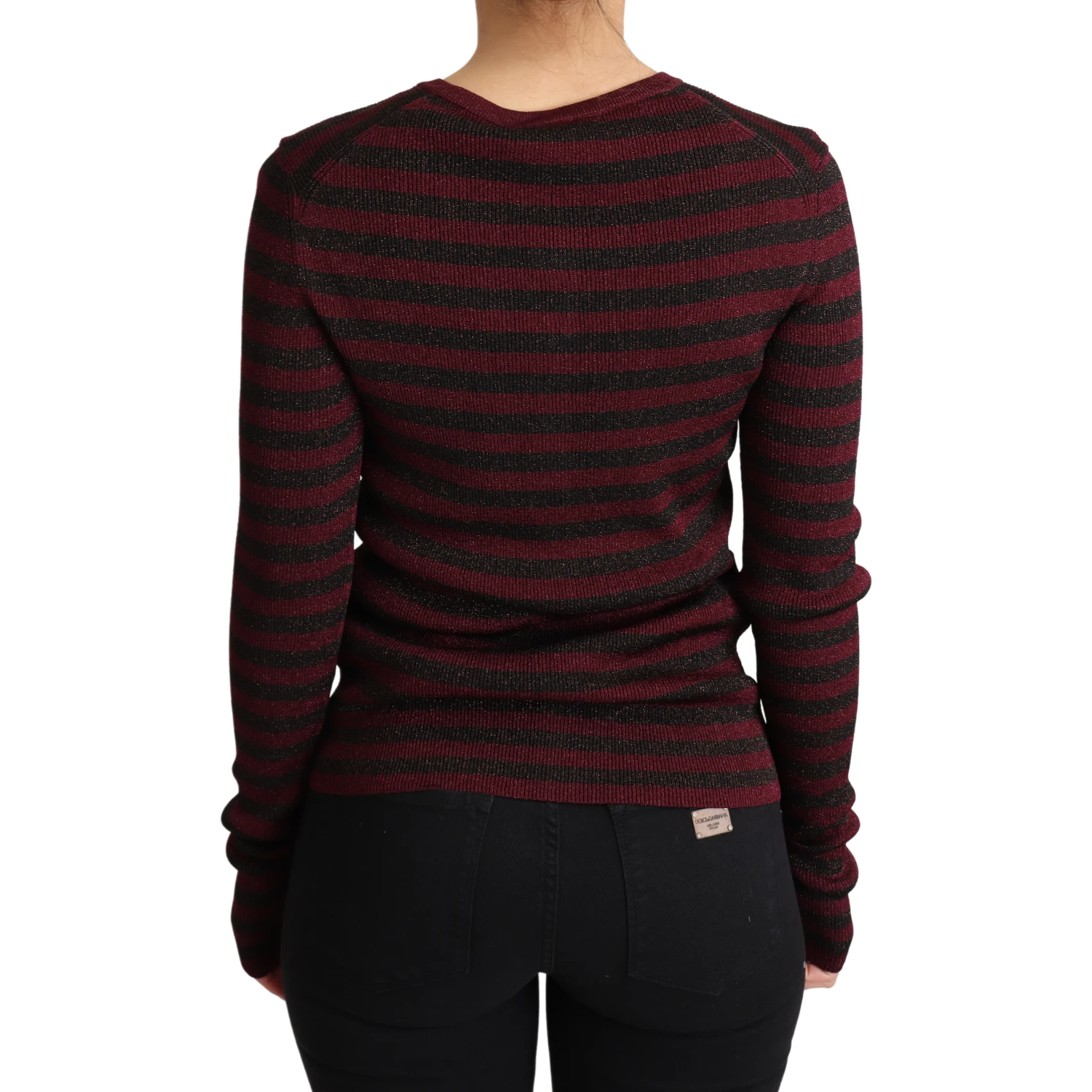 Black Red Striped Viscose Cardigan Sweater
