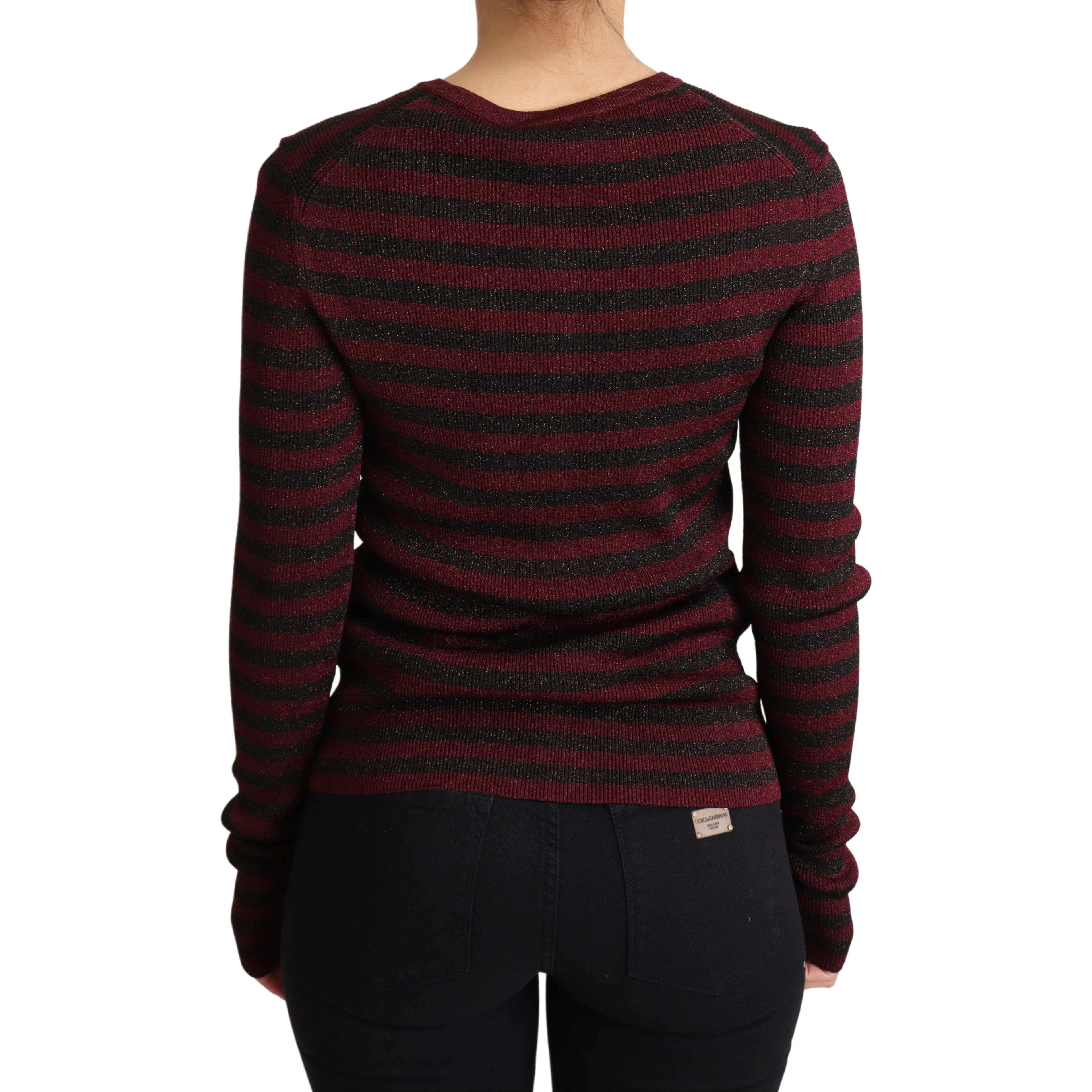 Black Red Striped Viscose Cardigan Sweater