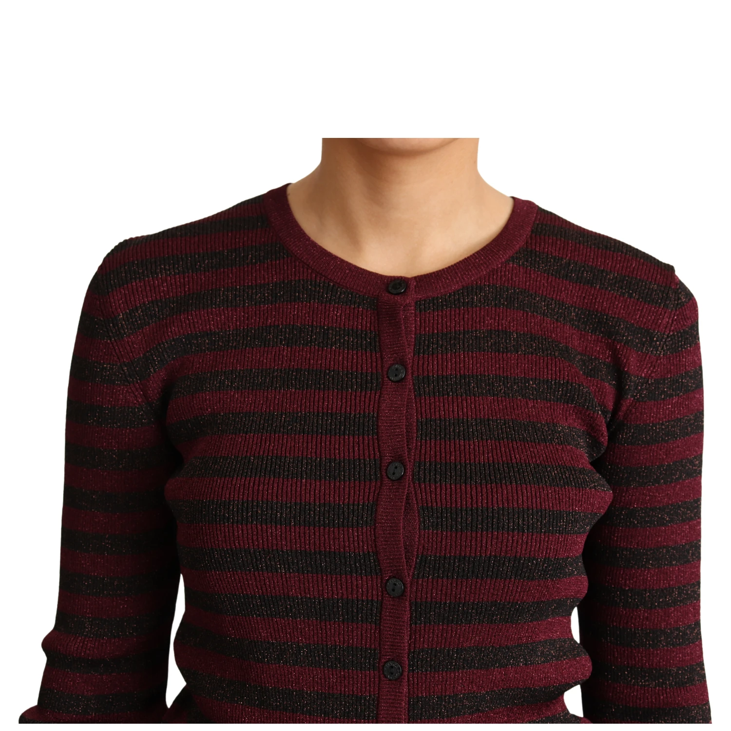 Black Red Striped Viscose Cardigan Sweater