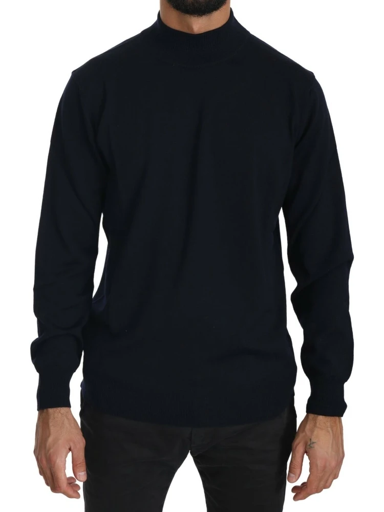 Dark Blue Crewneck Pullover 100% Wool Sweater
