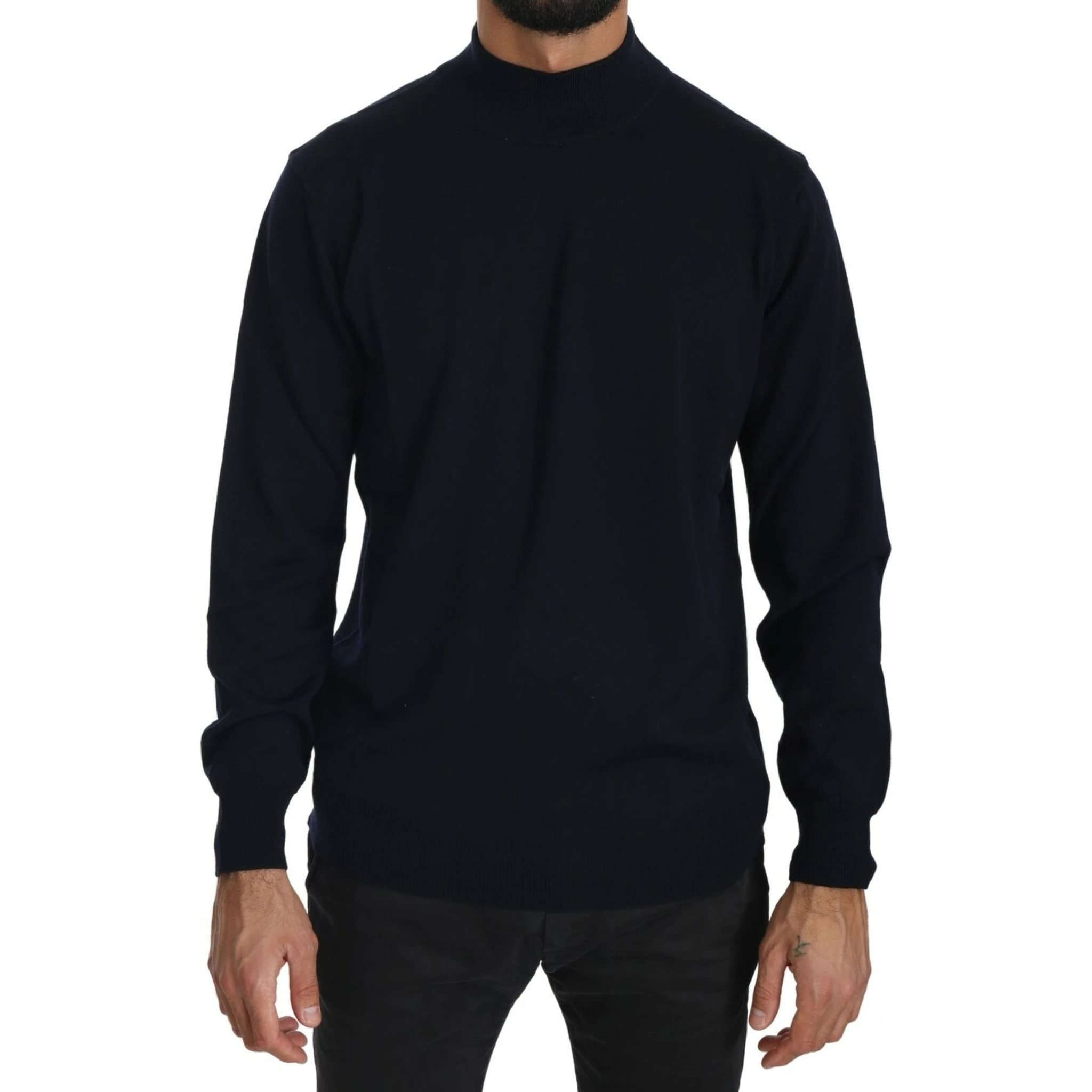 Dark Blue Crewneck Pullover 100% Wool Sweater