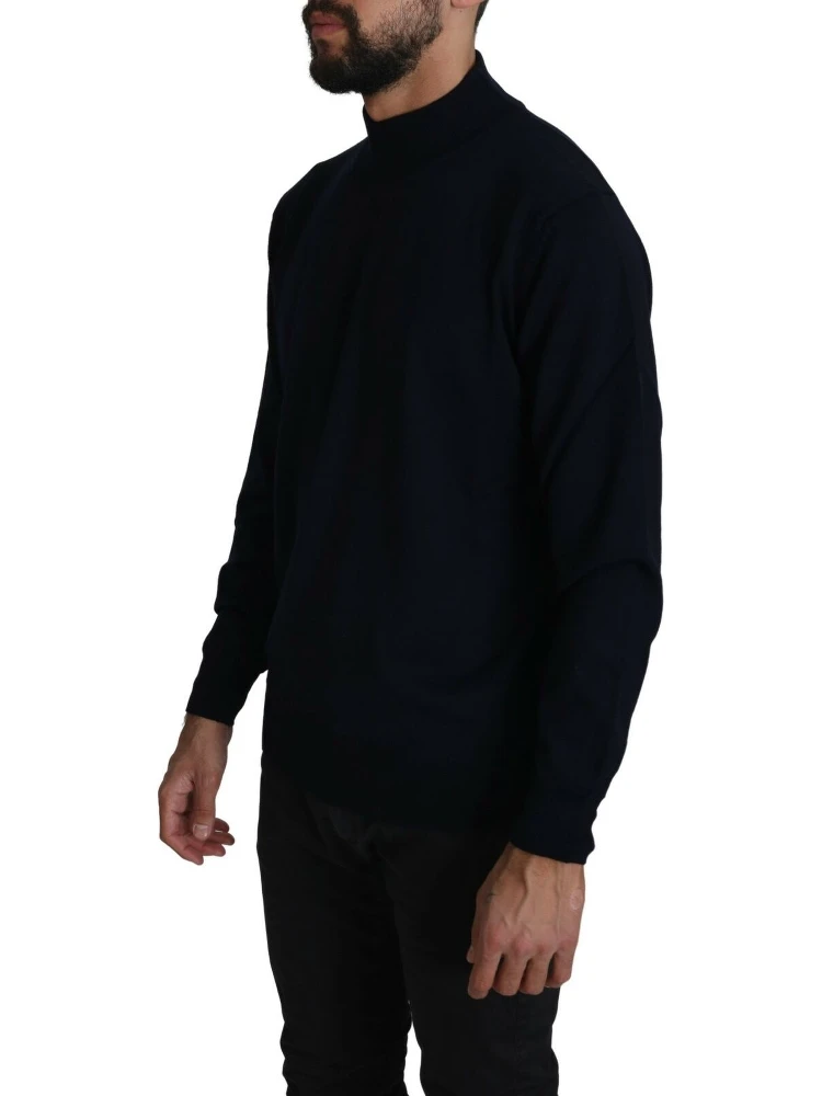 Dark Blue Crewneck Pullover 100% Wool Sweater alternative