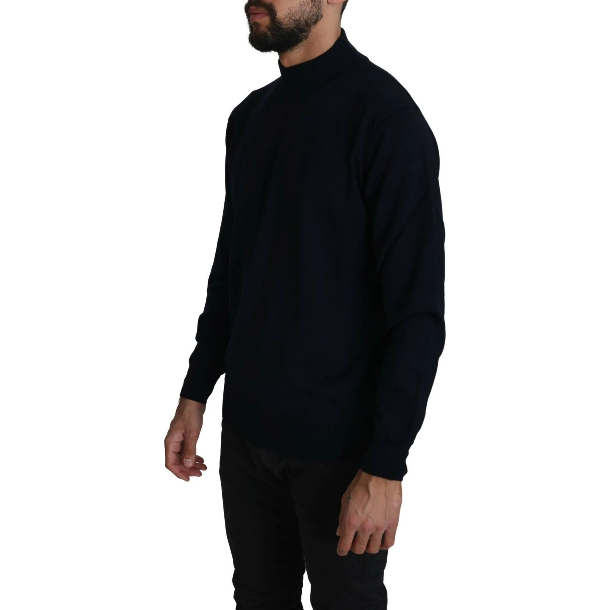 Dark Blue Crewneck Pullover 100% Wool Sweater