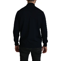 Dark Blue Crewneck Pullover 100% Wool Sweater