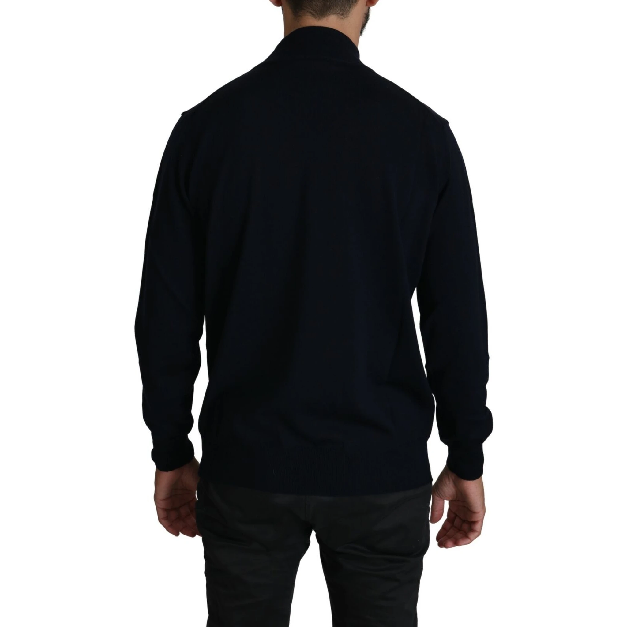 Dark Blue Crewneck Pullover 100% Wool Sweater