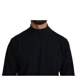 Dark Blue Crewneck Pullover 100% Wool Sweater