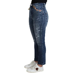Blue Embellished Skinny Trouser Cotton Jeans