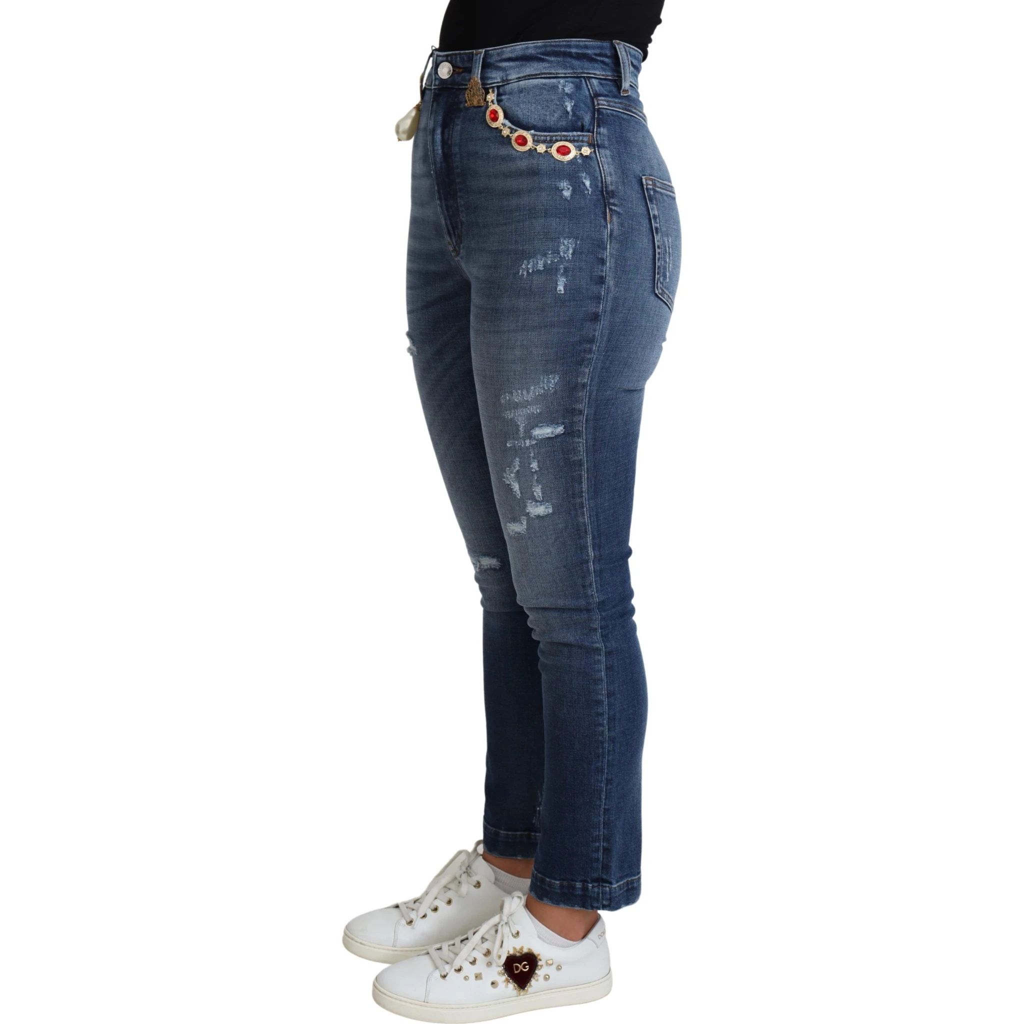 Blue Embellished Skinny Trouser Cotton Jeans