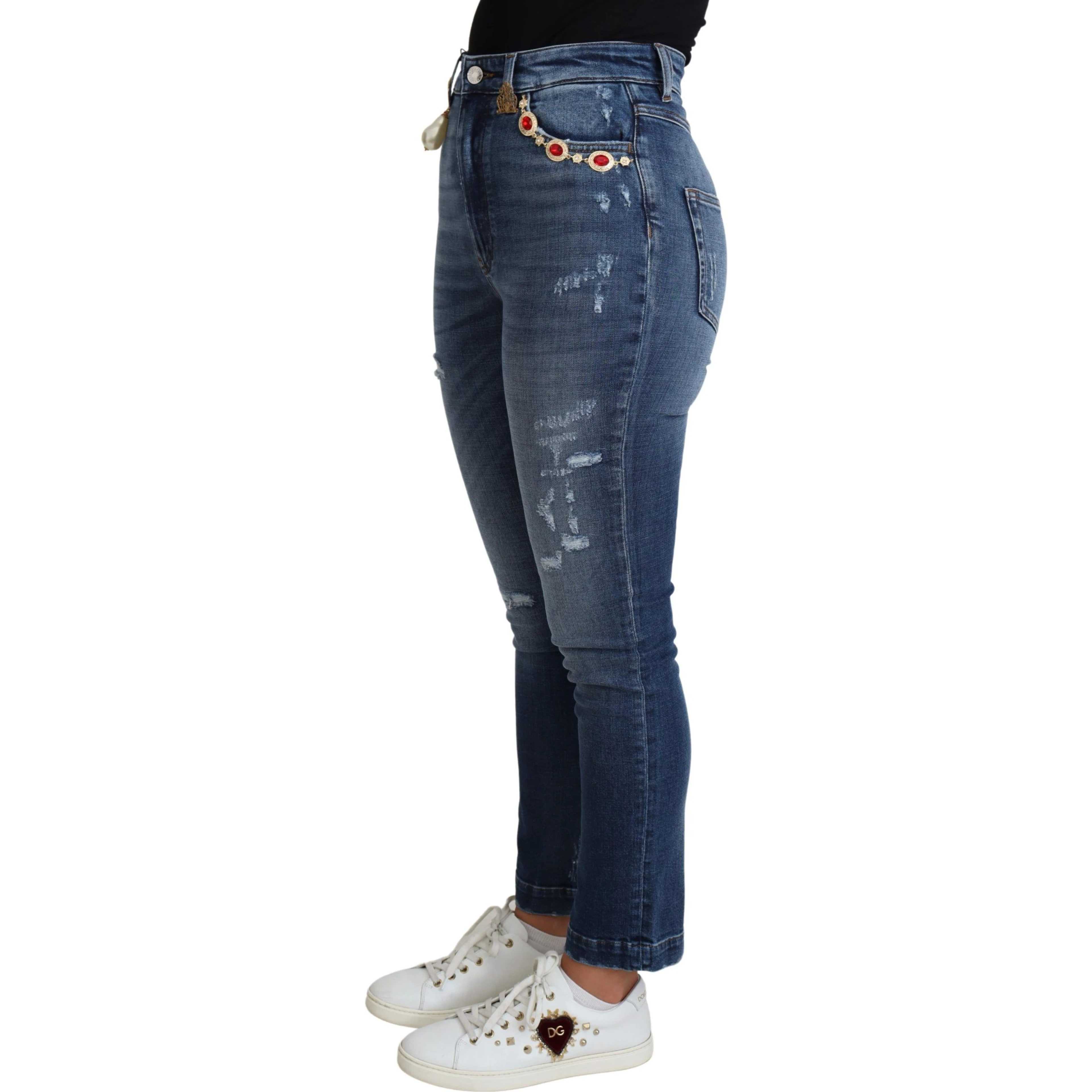 Blue Embellished Skinny Trouser Cotton Jeans
