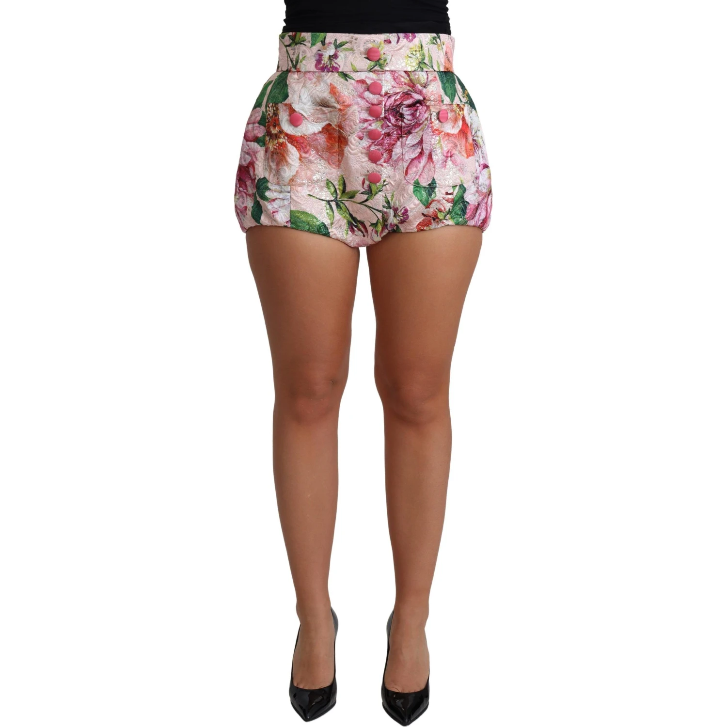 Pink Cotton Floral Print Hot Pants Short