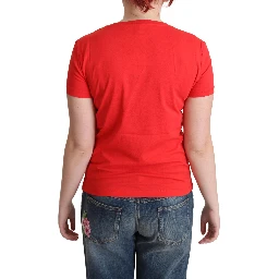 Red Cotton Come Play 4 Us Print Tops Blouse T-shirt
