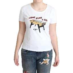 White Cotton Come Play 4 Us Print Tops T-shirt